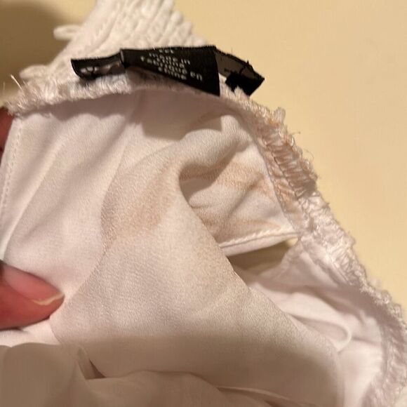 Halogen M High Neck Pleated Blouson Party Dress Bright White Marilyn Monroe New - Picture 12 of 12